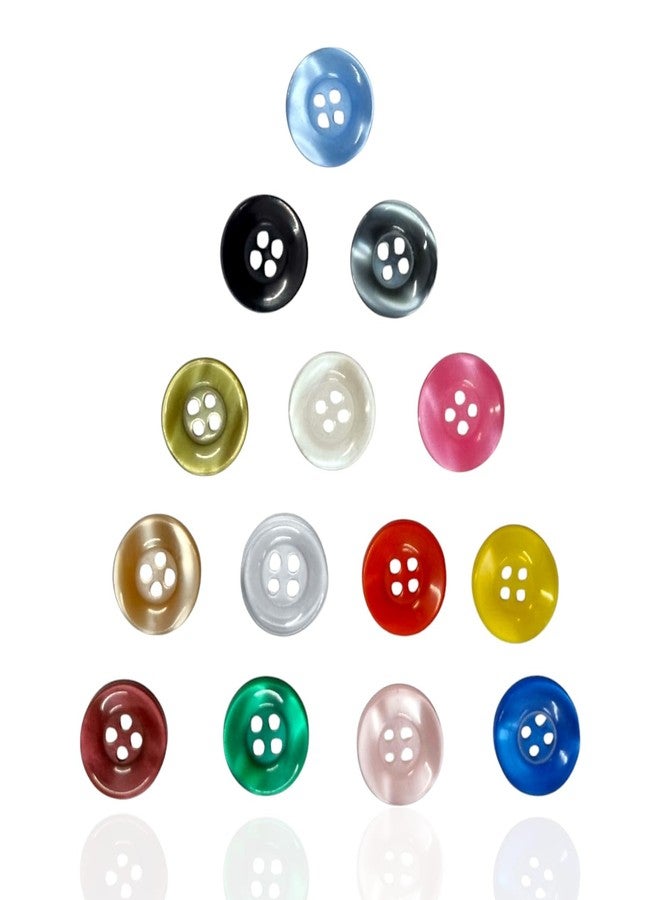 RIANZ 280 pcs 15mm Big Buttons for Craft DIY Round Resin Sewing Buttons for Clothes, 4 Holes 14 Colors Ornament Crafts Buttons for Sewing Knitting Arts (Multi Color) - Image 3